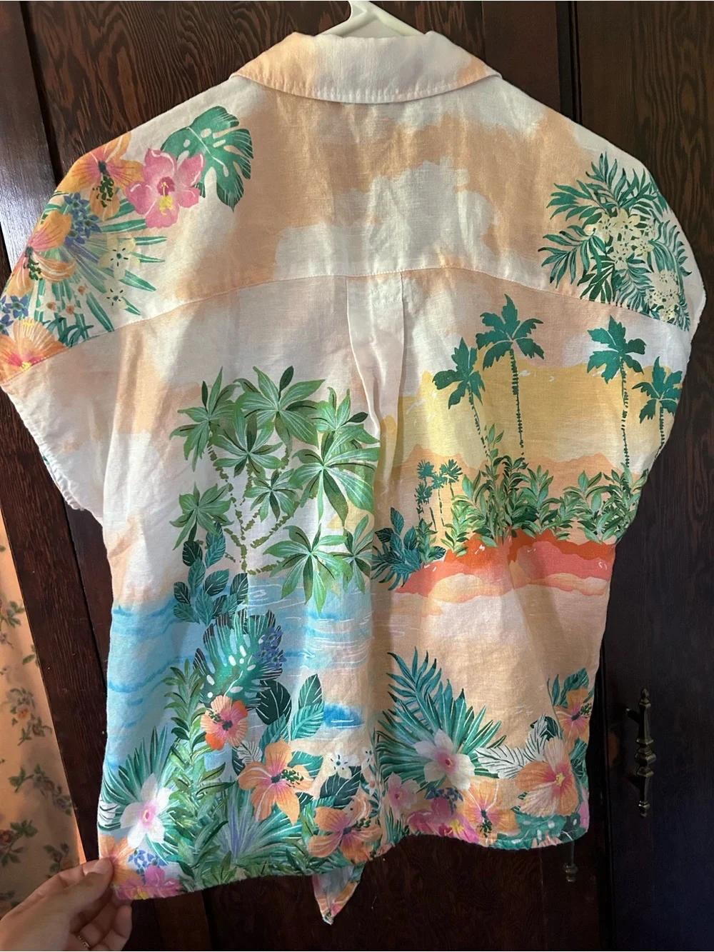 Talbots Tropical Tie-Front Button-Up Shirt